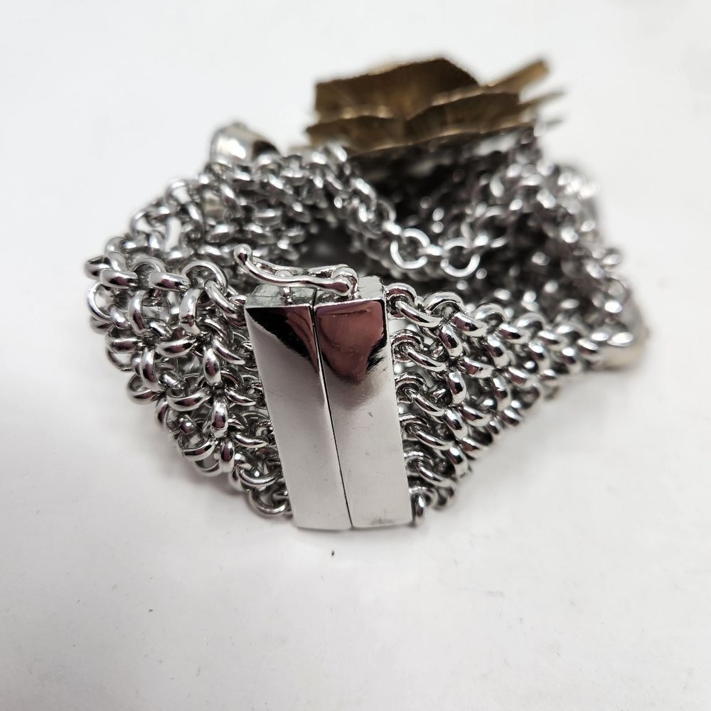 LOFT Rhinestone Flower Metal Chain Magnetic Bracelet NWT - Picture 10 of 10